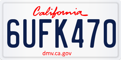 CA license plate 6UFK470