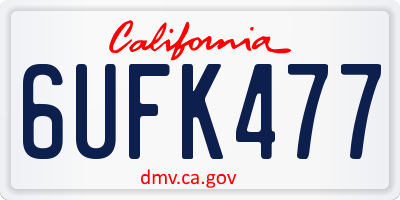 CA license plate 6UFK477