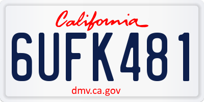 CA license plate 6UFK481