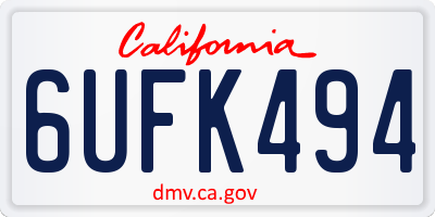 CA license plate 6UFK494