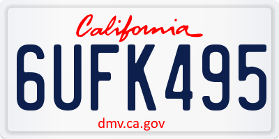 CA license plate 6UFK495
