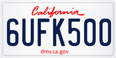 CA license plate 6UFK500