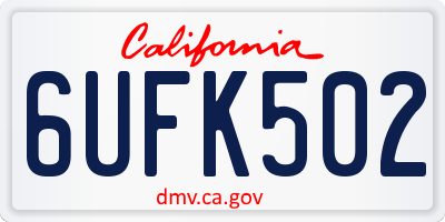 CA license plate 6UFK502