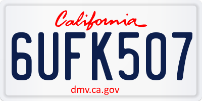 CA license plate 6UFK507