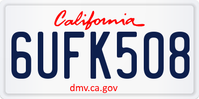 CA license plate 6UFK508