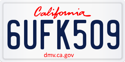 CA license plate 6UFK509