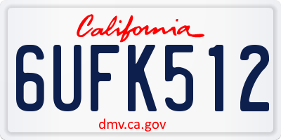 CA license plate 6UFK512