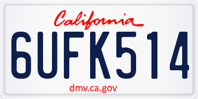 CA license plate 6UFK514