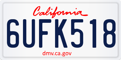 CA license plate 6UFK518