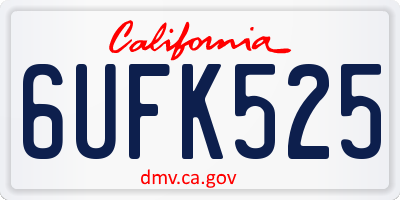 CA license plate 6UFK525