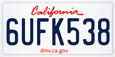 CA license plate 6UFK538