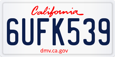CA license plate 6UFK539