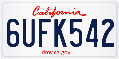 CA license plate 6UFK542