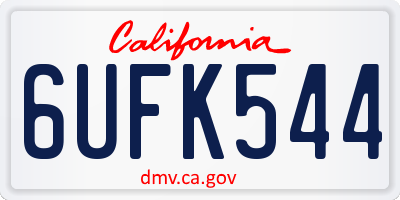 CA license plate 6UFK544