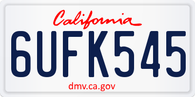 CA license plate 6UFK545