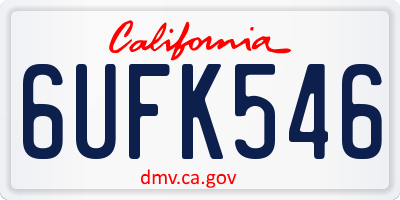 CA license plate 6UFK546