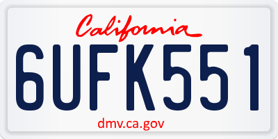 CA license plate 6UFK551