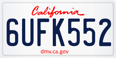 CA license plate 6UFK552
