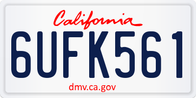 CA license plate 6UFK561