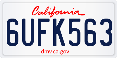 CA license plate 6UFK563