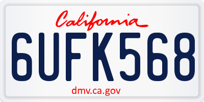 CA license plate 6UFK568