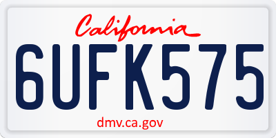 CA license plate 6UFK575