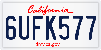 CA license plate 6UFK577