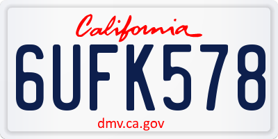 CA license plate 6UFK578