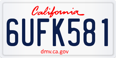 CA license plate 6UFK581