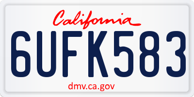 CA license plate 6UFK583