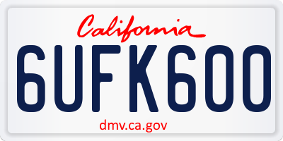CA license plate 6UFK600