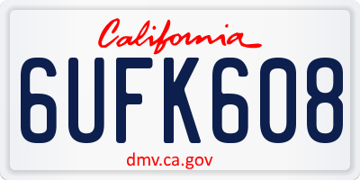 CA license plate 6UFK608