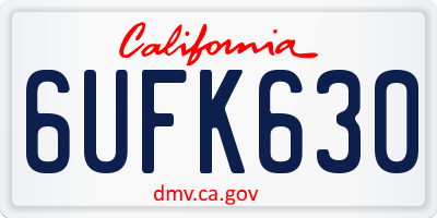 CA license plate 6UFK630