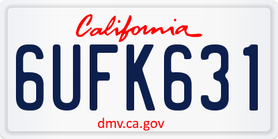 CA license plate 6UFK631