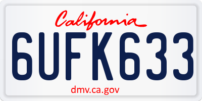 CA license plate 6UFK633
