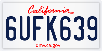 CA license plate 6UFK639