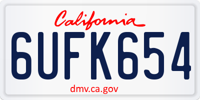CA license plate 6UFK654