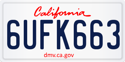 CA license plate 6UFK663