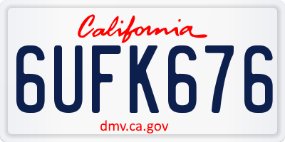 CA license plate 6UFK676