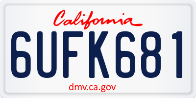 CA license plate 6UFK681