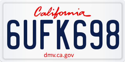 CA license plate 6UFK698