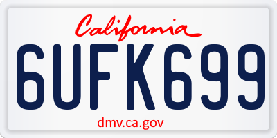 CA license plate 6UFK699