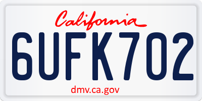 CA license plate 6UFK702