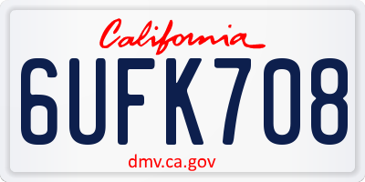 CA license plate 6UFK708