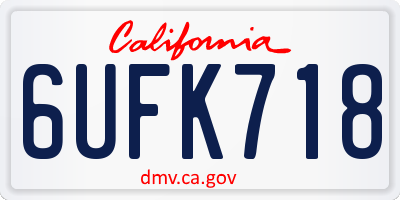 CA license plate 6UFK718