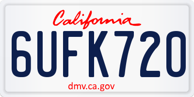 CA license plate 6UFK720