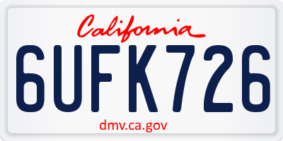 CA license plate 6UFK726