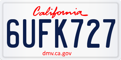 CA license plate 6UFK727