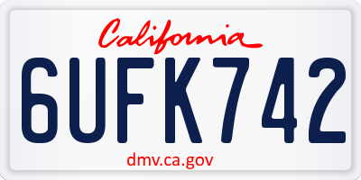 CA license plate 6UFK742