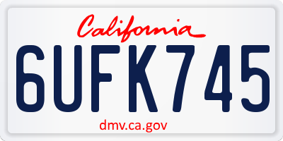 CA license plate 6UFK745